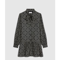 바스크 미니 드레스 실크 트윌