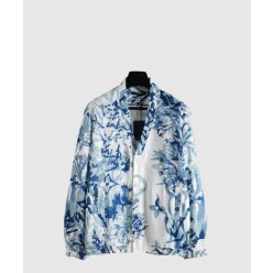 실크 블렌드 엠브로이더드 블루종