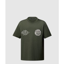 다미에 니트 코튼 반팔 티셔츠