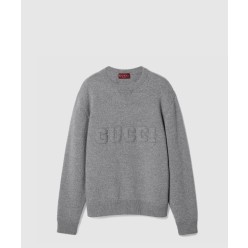 자수 장식의 울 니트 스웨터