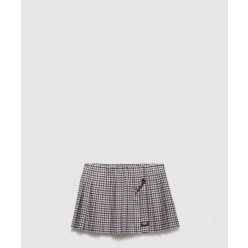 체크 울 미니스커트