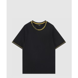 콘트라스트 트리밍 로고넥 티셔츠