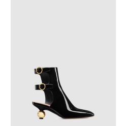 D-Idole 블랙 송아지 가죽 힐 부츠 KCT037