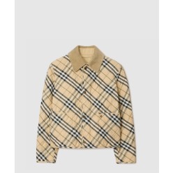 크롭 체크 퀼팅 반 재킷