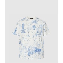 프린티드 코튼 피케 티셔츠