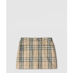 체크 데님 미니 스커트