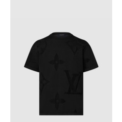 모노그램 쇼트 슬리브드 코튼 크루넥