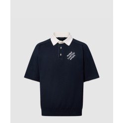 엠브로이더드 쇼트 슬리브드 코튼 블렌드 폴로 셔츠