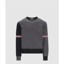 밀라노 스티치 바이컬러 크루넥 풀오버