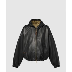 레더 후디드 재킷