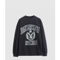 컬리지 로고 프린트 롱슬리브 티셔츠