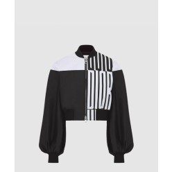 비숍 슬리브 크롭 봄버 재킷