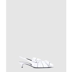 나이프 네이비 스트라이프 레더 슬링백 펌프스 786223