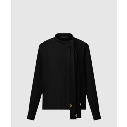 플리츠 디테일 펜던트 칼라 셔츠