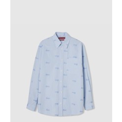 자수 스트라이프 코튼 셔츠