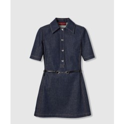 홀스빗 데님 미니 드레스