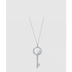 플래티넘 큐빅 넝쿨 링 키 펜던트