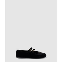 벨벳 발레 플랫 슈즈 1F794N