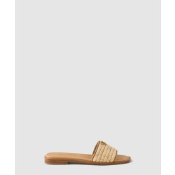 크로셰 디테일이 들어간 가죽 슬라이드 1XX758