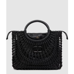 올노트 우븐 가죽 쇼퍼백