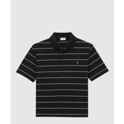 스트라이프 피케 소재의 폴로 셔츠
