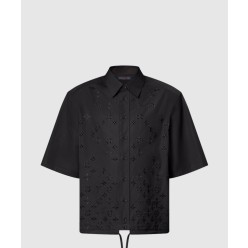 모노그램 플라워 엠브로이더드 쇼트 슬리브드 셔츠