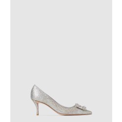 플라워 스트라스 펌프스 힐 4142