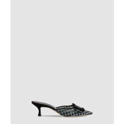 체크무늬 메시 뮬