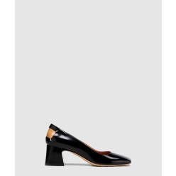 Four Stitches Décortiqué 백 스티치 레더 스퀘어토 펌프스 T8013