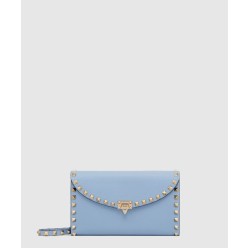 락스터드 그레인 송아지 가죽 체인 지갑