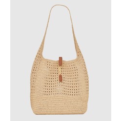 크로쉐와 스무스 가죽 소재의 라피아 호보백 690941