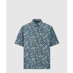 다미에 샴브레이 쇼트 슬리브드 셔츠