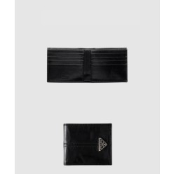 삼각 메탈 로고 플랩 가죽 지갑 2M0513