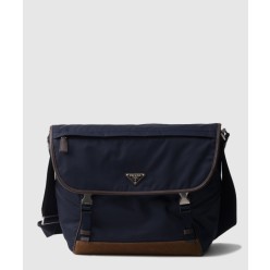 라지 리나일론 및 가죽 숄더백 2VD052