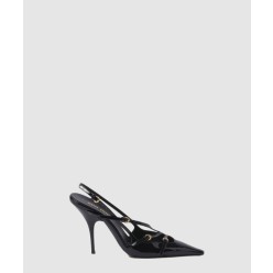 버클 디테일의 페이턴트 가죽 슬링백 5I013E