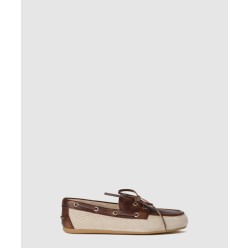 캔버스와 표백된 가죽 보트 슈즈 5D376E