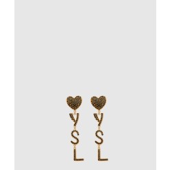 메탈 및 크리스탈 소재의 Opyum 하트 이어링 584228