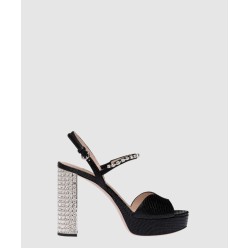 프린트 레더 플랫폼 샌들 5XP877