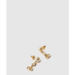 크리스털 장식 브이로고 시그니처 이어링