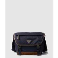 미디엄 리나일론 및 가죽 숄더백 2VD066