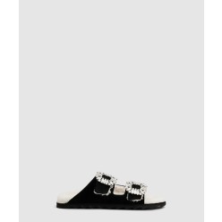 슬라이디 비브 다이아몬드 버클 스웨이드 뮬 4583