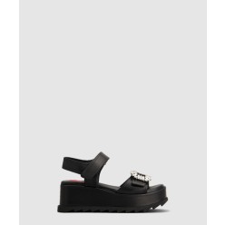 슬라이디 비브 가죽 웨지 샌들 7754