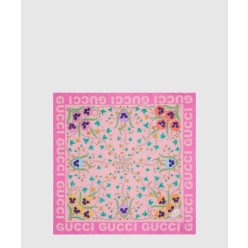 플로럴 프린트 실크 스카프 743876