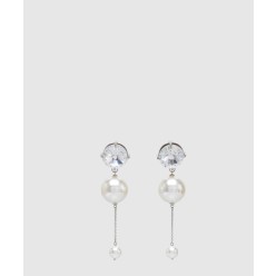 실버 메탈 크리스탈 이어링 5IO058