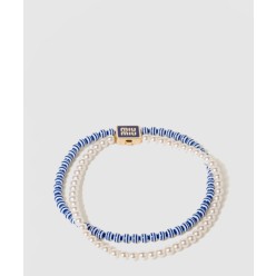 스트라이프 볼 진주 이중 목걸이 5IC102