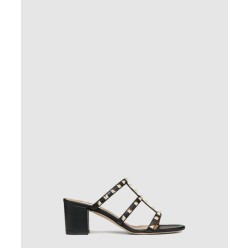 송아지 가죽 락스터드 슬라이드 샌들 ZW2S0C