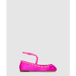 톤온톤 스터드 장식 락스터드 새틴 발레리나 3W2S0H