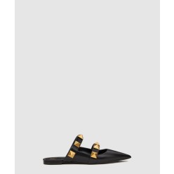 로만 스터드 송아지 가죽 플랫 뮬 VW2S0B