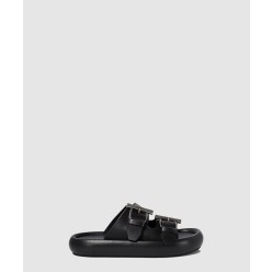 로고 디테일 더블 버클 레더 샌들 809960