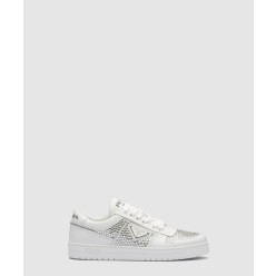 크리스털 장식이 있는 가죽 스니커즈 1E348N